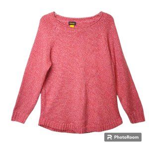 Women's Cabela's Pink White Heather L S Boat Neck Merino Wool Blend Sweater L